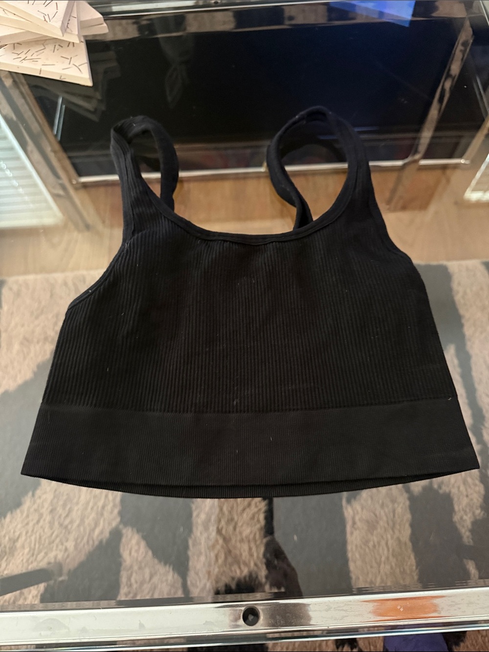 BLANQI Black Ribbed Stretch Sports Bra
